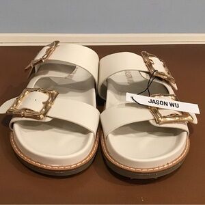 Jason Wu Cream Sandals with Gold Accents SZ 9